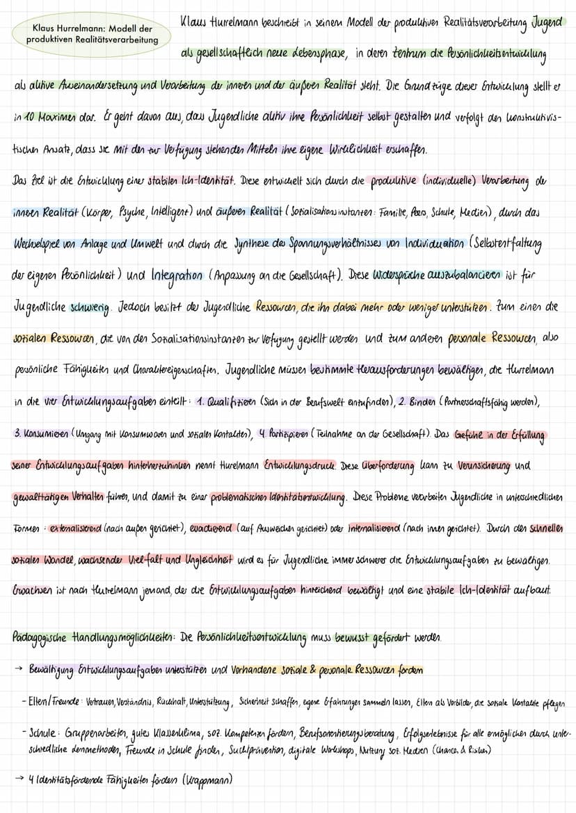 Klaus Hurrelmann: Modell der
produktiven Realitätsverarbeitung
10 MAXIME
1. Gestaltung der Persönlichkeitsentwicklung in Wechselspiel von An