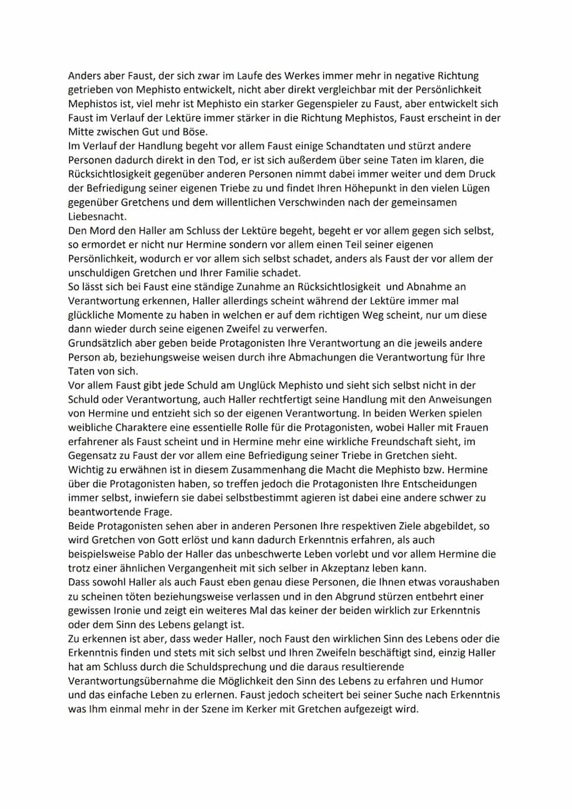 Werkvergleich Faust und Steppenwolf
,,Ein Mensch, der sich seiner Verantwortung nicht stellt, führt kein erfülltes Leben."
Das Drama ,,Faust
