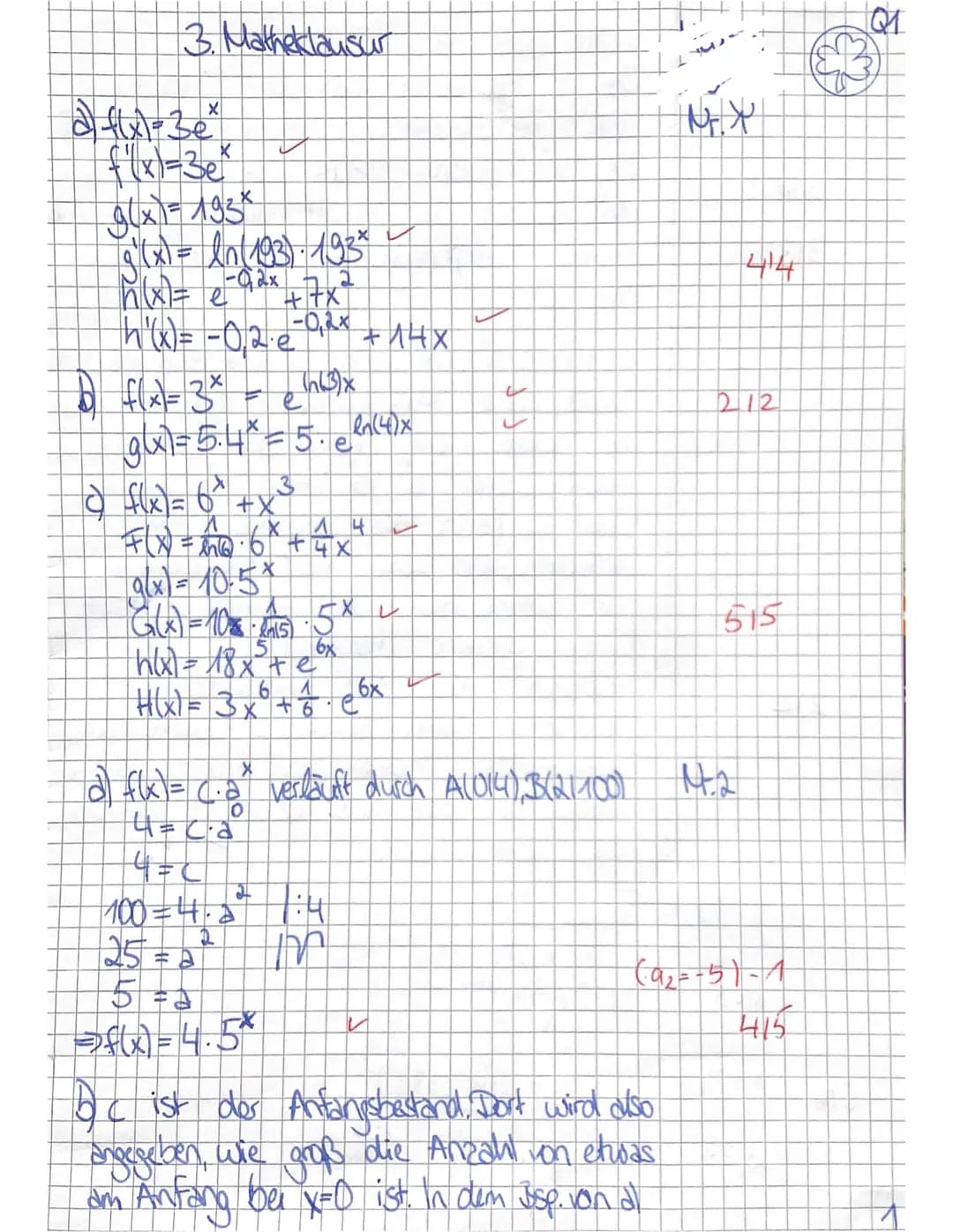 Mathe Q1
Checkliste:
3. Klausur
Name:
Prüfungsteil 1: ohne GTR, ohne Formelsammlung (max. 30 min.)
Lass bitte überall etwa 6cm Rand frei (1/