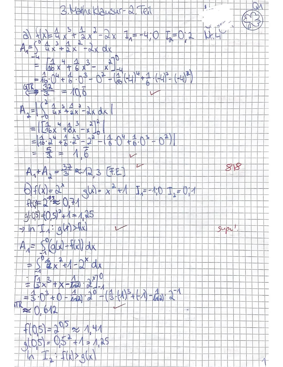 Mathe Q1
Checkliste:
3. Klausur
Name:
Prüfungsteil 1: ohne GTR, ohne Formelsammlung (max. 30 min.)
Lass bitte überall etwa 6cm Rand frei (1/