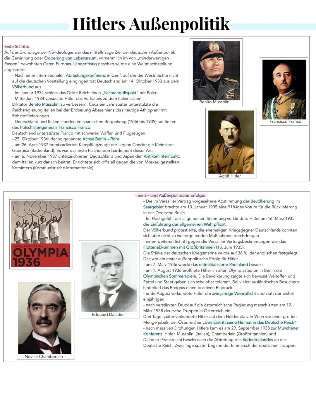 Erste Schritte:
Auf der Grundlage der NS-Ideologie war das mittelfristige Ziel der deutschen Außenpolitik
die Gewinnung oder Eroberung von L