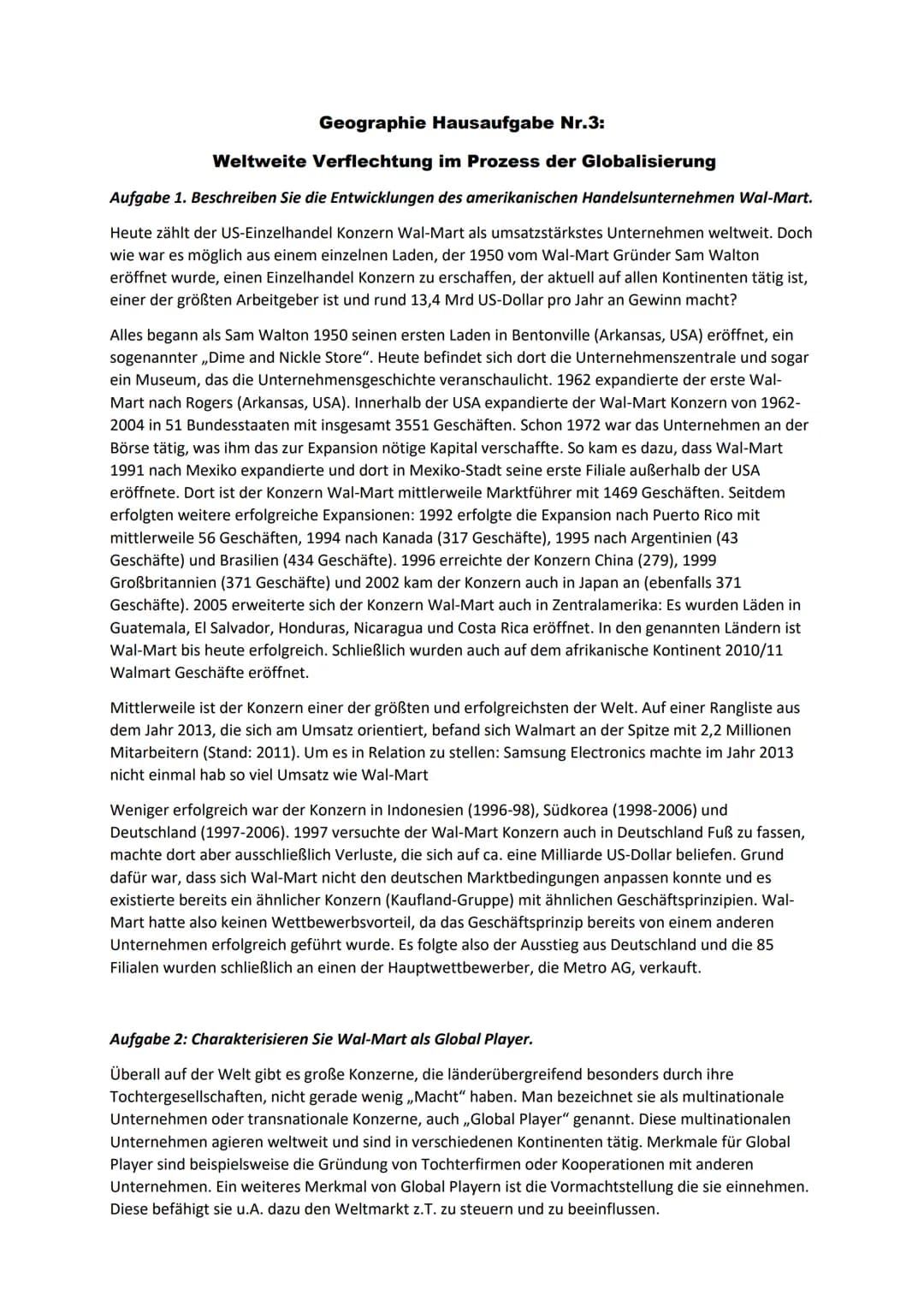 Geographie Hausaufgabe Nr.3:
Weltweite Verflechtung im Prozess der Globalisierung
Aufgabe 1. Beschreiben Sie die Entwicklungen des amerikani