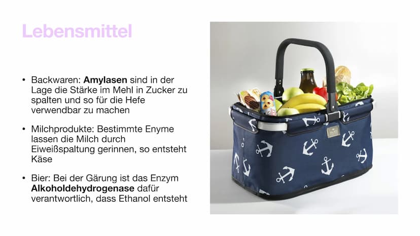 Enzyme im Alltag Inhaltsverzeichnis
• Funktion von Enzymen
●
Enzyme im Alltag und Industrie
Enzyme in der Medizin
Gewinnung
• Vorteile und N