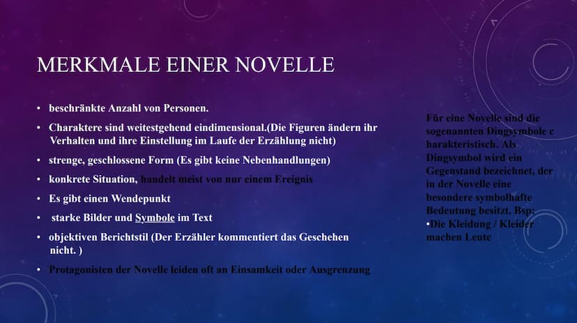 40 150
160
V
DIE NOVELLE
170 180
190 20
0 NOVELLE DEFINITION
• Die Novelle ist eine kurze Erzählung aus dem Bereich der Epik. Der Begriff
le