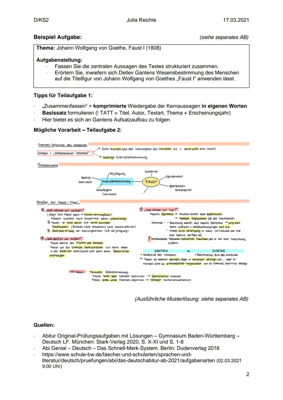 D/KS2
Erörterung eines literarischen Textes - Handout
Aufgabenstellung:
Aufgabe I Erörterung literarischer Texte
IA: Erörterung eines litera