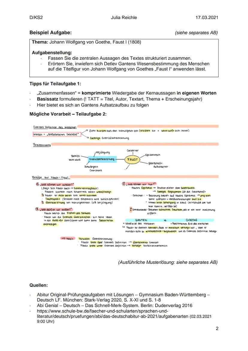 D/KS2
Erörterung eines literarischen Textes - Handout
Aufgabenstellung:
Aufgabe I Erörterung literarischer Texte
IA: Erörterung eines litera