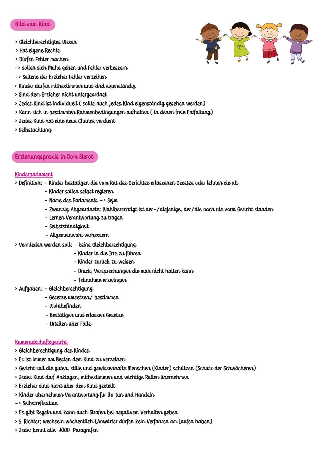 Reformpädagogik nach Janusz Korczak
Merkmale der Reformpädagogik
> Pädagogik vom Kinde aus
> Ernstnehmen der Persönlichkeit und Individualit