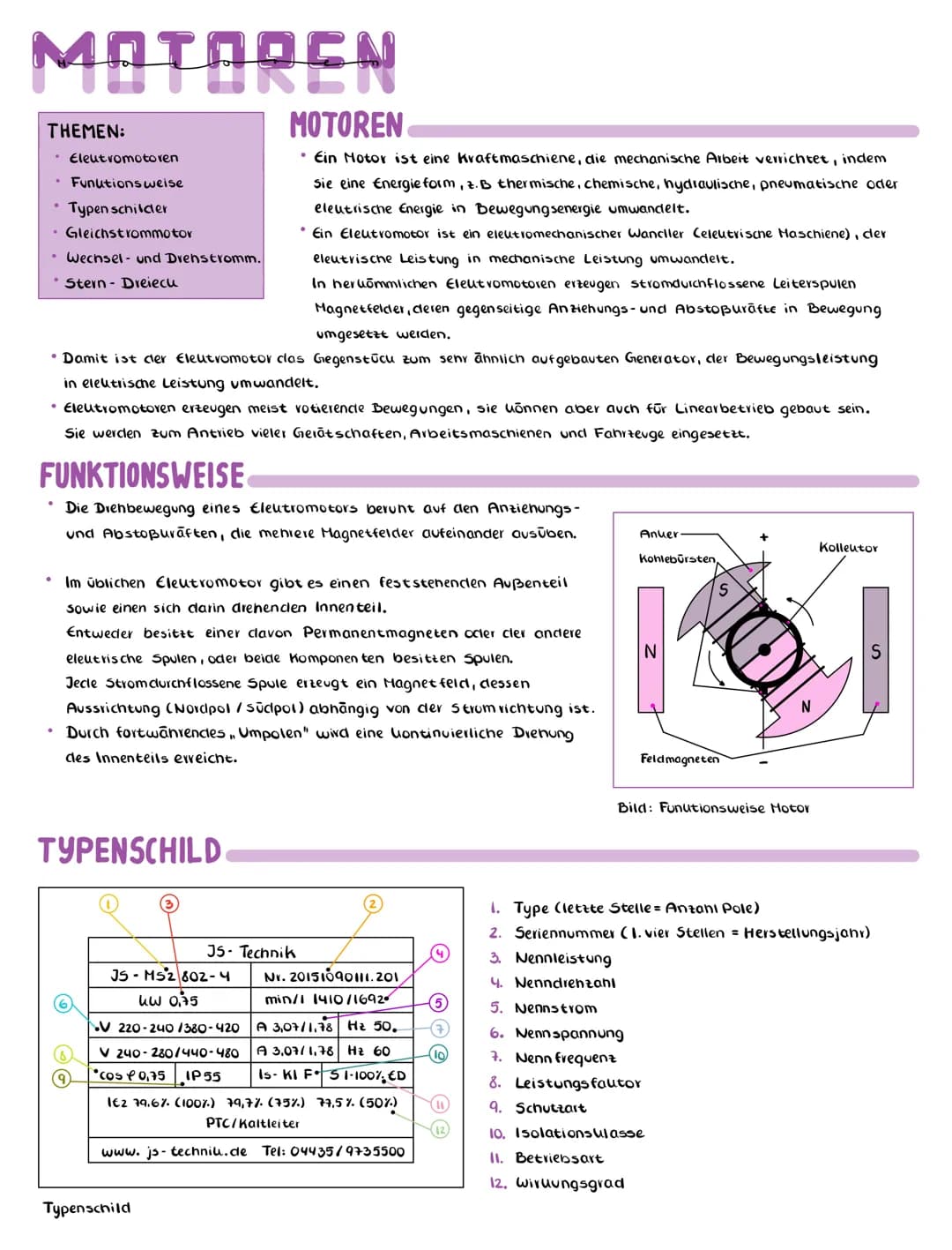 MOTOREN
MOTOREN
Ein Motor ist eine Kraftmaschiene, die mechanische Arbeit verrichtet, indem
Sie eine Energie form, z.B thermische, chemische