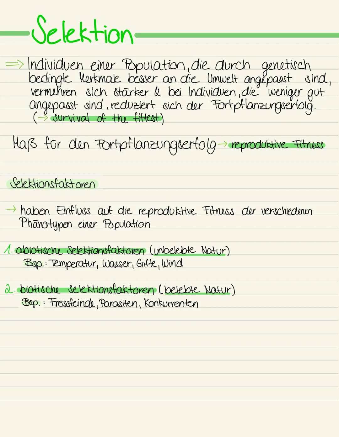 Richtende | transformierende Selektion
Anzahl der
Individuen
Selektionsformen.
Selektions
druck
Herkmal (Bsp. Laufgeschwindigkeit)
Selektion