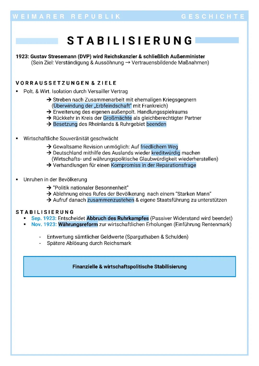 Weimarer Republik 1924-1929: Goldene Zwanziger und Wirtschaftliche Stabilisierung