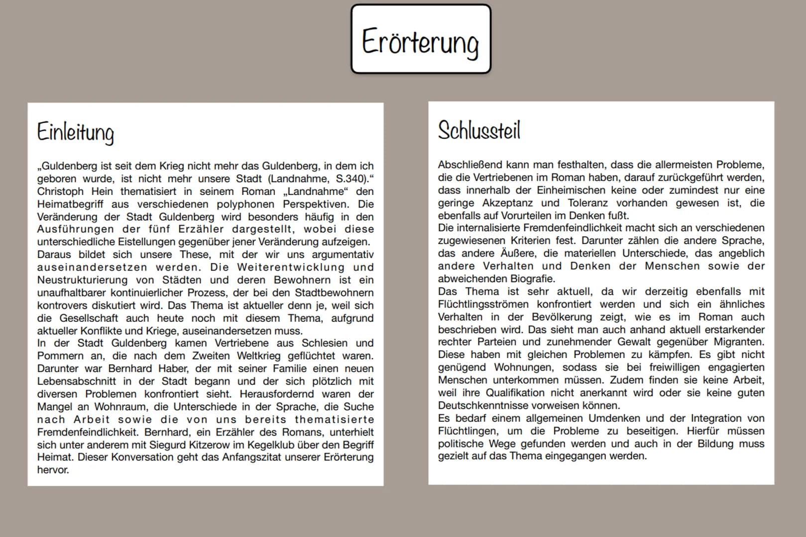 Allgemeines
.
.
Christoph Hein - Landnahme
Sprache und Stil
Roman
Entstehungszeit: 2004
Grundlegende Themen: Verlust der Heimat und das Einl