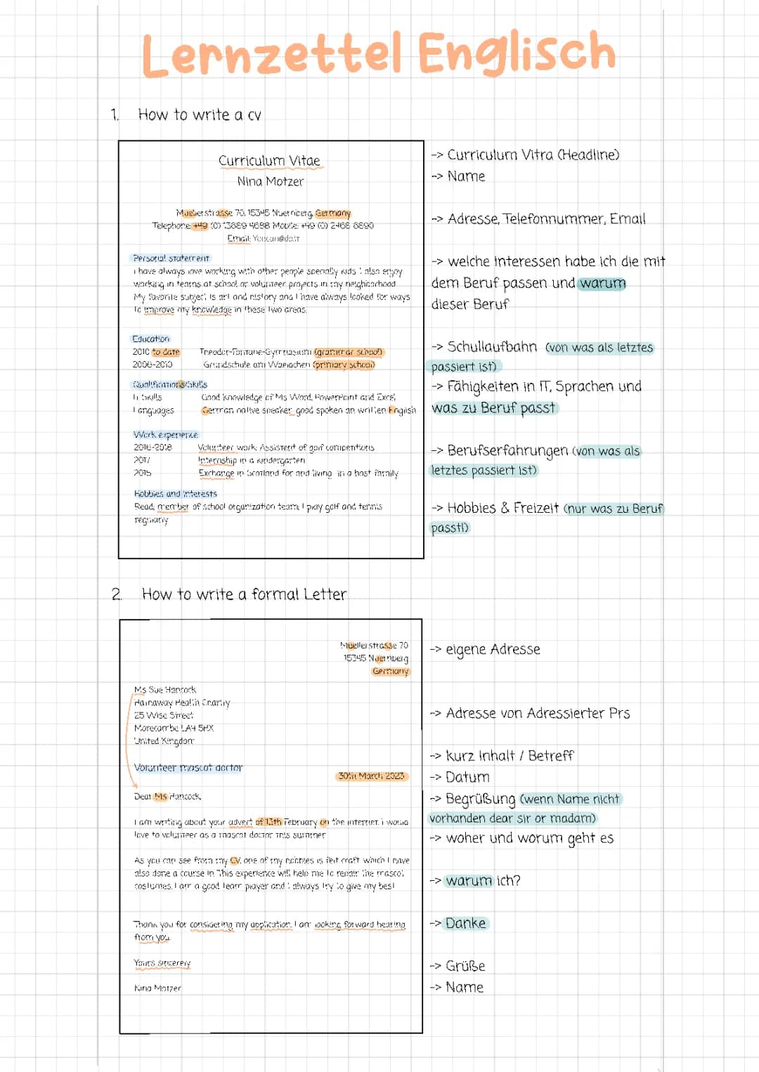 How to write a CV and a Formal Letter