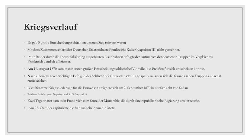 DEUTSCH-
FRANZÖSISCHER KRIEG allgemeines
O
Juli 1870-Mai 1871
o Konflikt zwischen Frankreich und dem Norddeutschen
Bund
o Grund: Otto von Bi