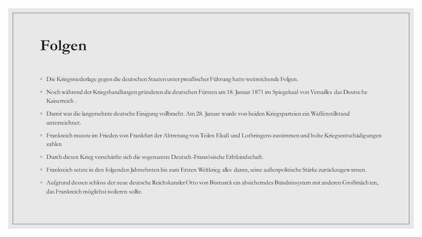 DEUTSCH-
FRANZÖSISCHER KRIEG allgemeines
O
Juli 1870-Mai 1871
o Konflikt zwischen Frankreich und dem Norddeutschen
Bund
o Grund: Otto von Bi