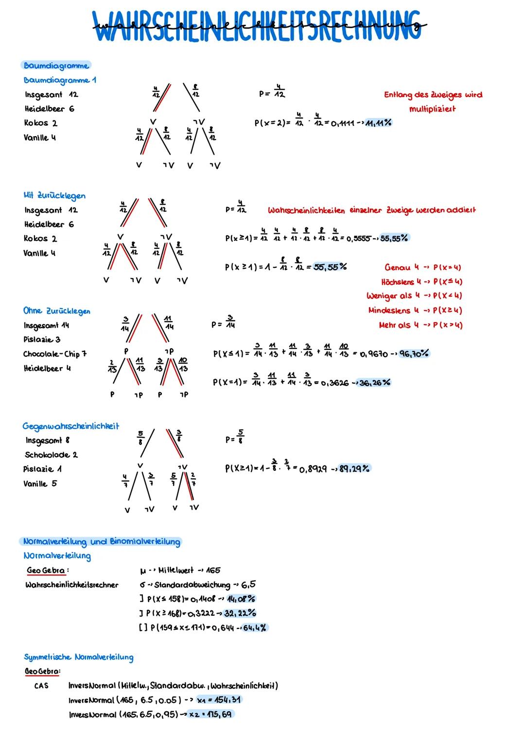 # WAHRSCHEINLICHKEITSRECHNUNG

Baumdiagramme
Baumdiagramme 1
Insgesant 12
Heidelbeer 6
Rokos 2
Vanille 4

V
٦٧
V
٦٧٧

Mit Zurücklegen
Insges