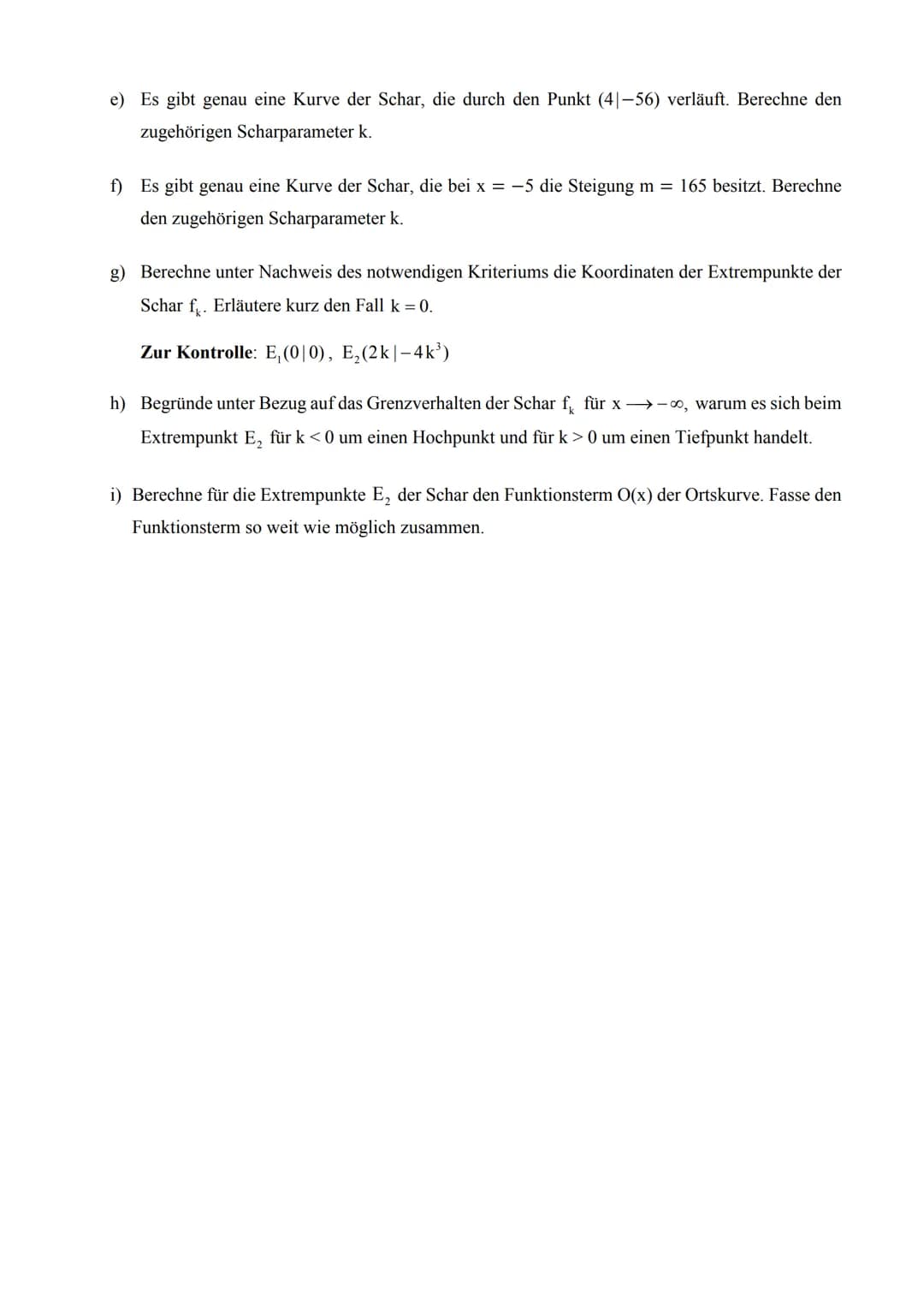 Übungspaket Teil I
(Klausur 3, E-Phase 2020/2021)
Rekonstruktionen und Extremalprobleme
A Hilfsmittelfreier Teil (10 BE)
A1 (5 BE)
Gesucht i