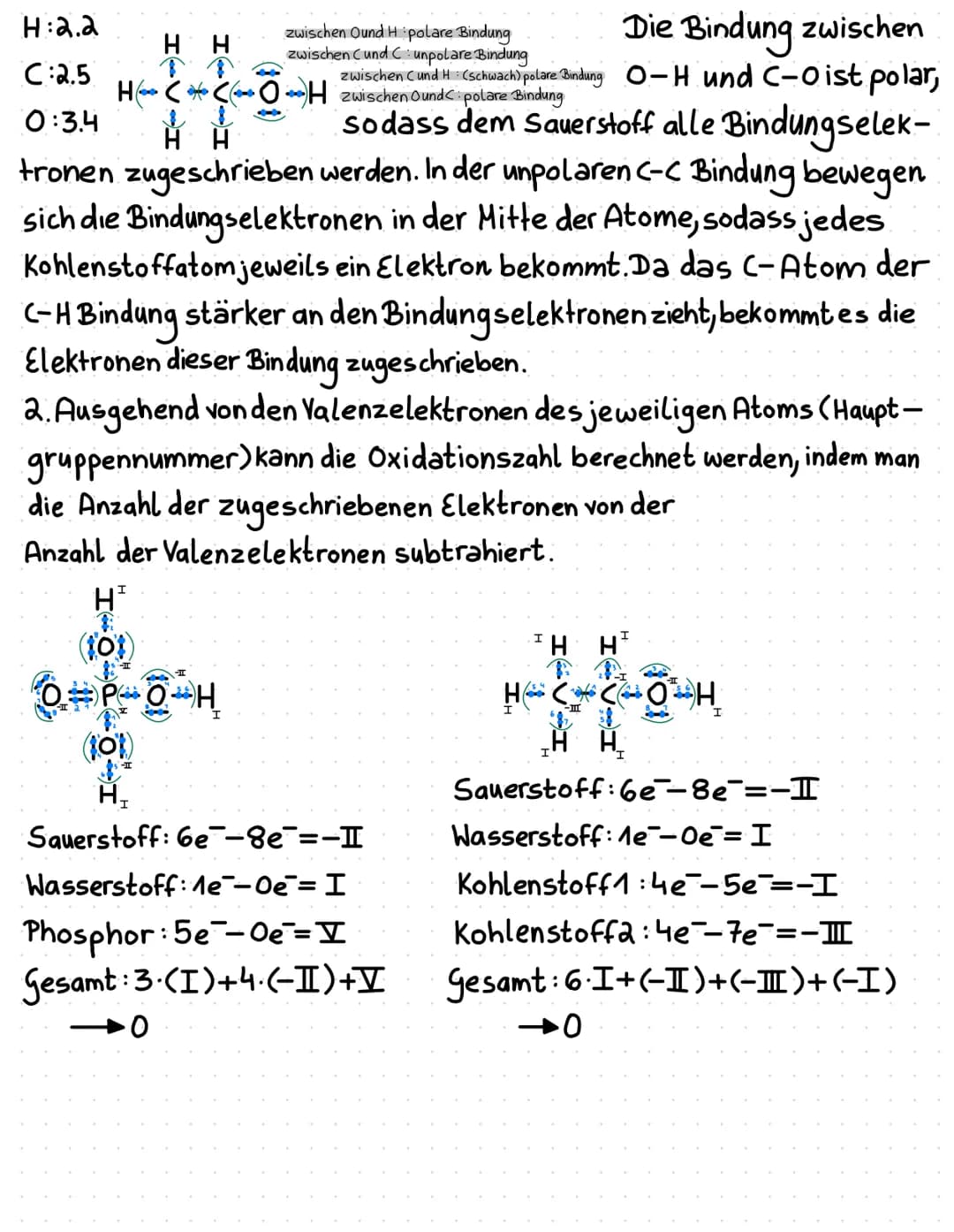 Oxidationszahlen
Die Oxidationszahl gibt die formale Ladung eines Atoms in einem Molekül
oder lon an. Man bestimmt sie, indem man die Elektr