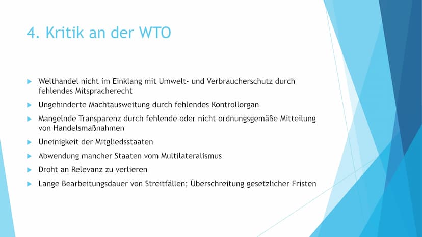 Die WTO -
Hüterin des Welthandels?
Präsentation von Darja Tkatsch und Elena Rüll Gliederung
1. Was ist die WTO?
2. Was sind ihre Aufgaben un