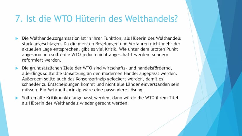 Die WTO -
Hüterin des Welthandels?
Präsentation von Darja Tkatsch und Elena Rüll Gliederung
1. Was ist die WTO?
2. Was sind ihre Aufgaben un