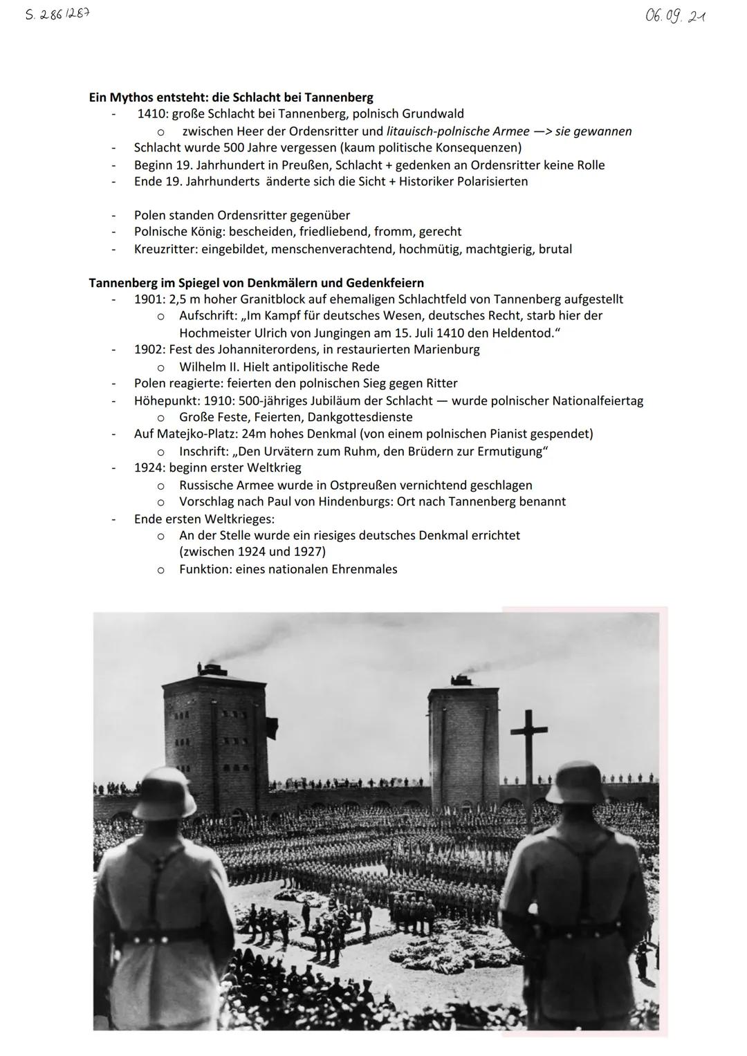 S. 2861287

06.09.21

Ein Mythos entsteht: die Schlacht bei Tannenberg

- 1410: große Schlacht bei Tannenberg, polnisch Grundwald
- zwischen