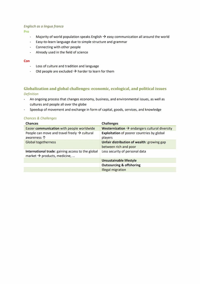 Englisch Leistungskurs Abitur NRW 2022
Inhaltliche Kompetenzen
Studying and working in a globalized world
Studying abroad
Pro
new friends
● 