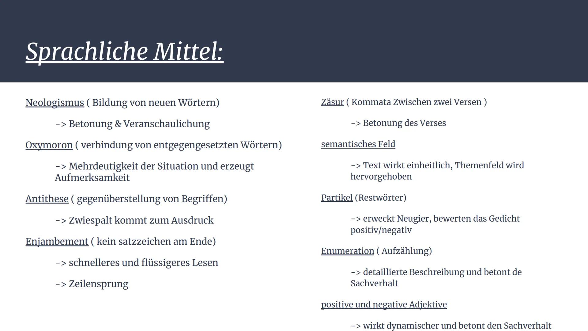 Lyrik Inhaltsverzeichnis:
1.
2.
Formaler Aufbau
Aufbau einer Gedichtanalyse &
Gedichtvergleich
Schwerpunkt: Analyse
Überleitungen
Schwerpunk