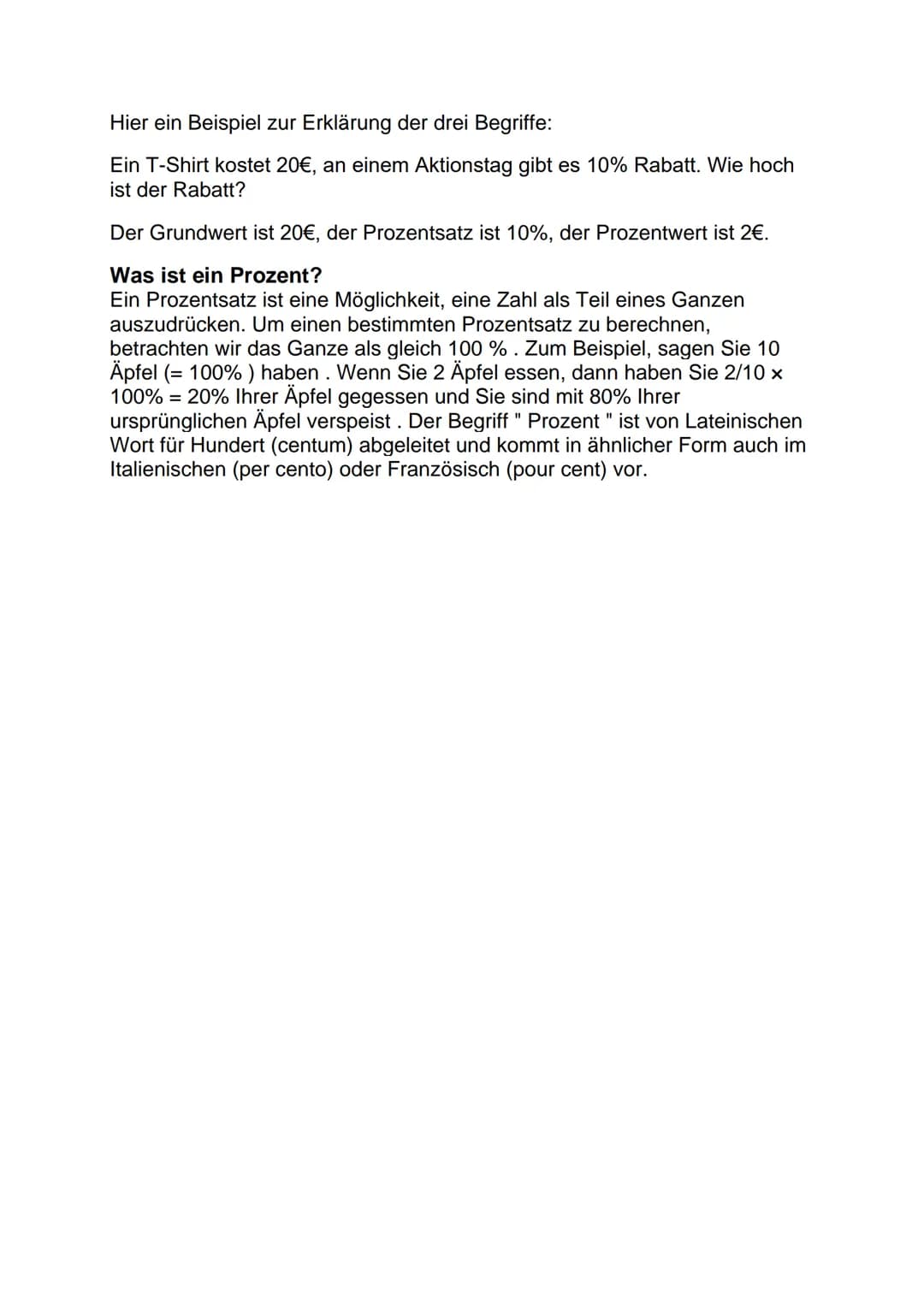 8. Klasse - Prozentrechnung
Zusammenfassung
Wann brauchen wir Prozentrechnungen?
Im Alltag begegnen wir täglich Prozenterechnungen: Rabatte 