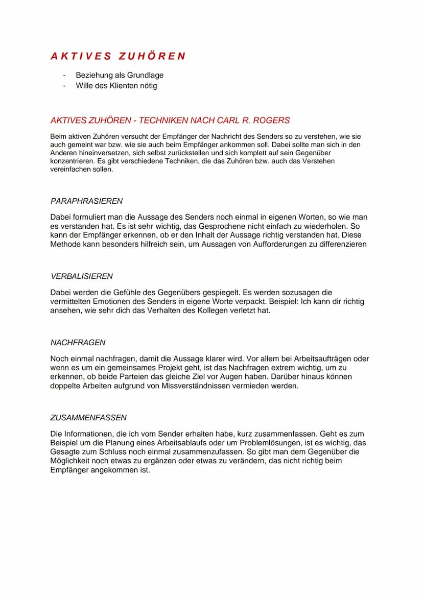 VERSCHIEDENE ARTEN VON ZUHÖREN
PSEUDO ZUHÖREN
Dabei werden ,,Ich-verstehe" Floskeln eingesetzt, aber nur um den Gesprächspartner zu
unterbre