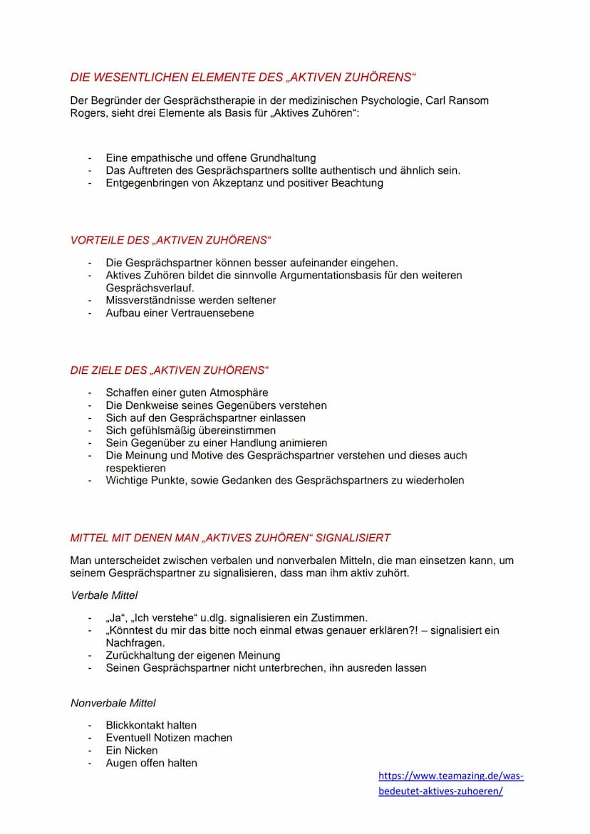 VERSCHIEDENE ARTEN VON ZUHÖREN
PSEUDO ZUHÖREN
Dabei werden ,,Ich-verstehe" Floskeln eingesetzt, aber nur um den Gesprächspartner zu
unterbre