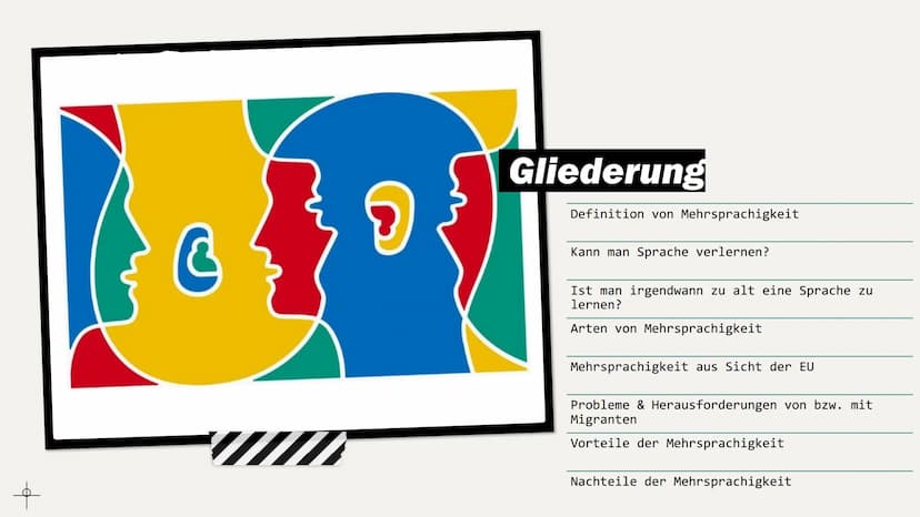 +
f
Hello!
Salut!
147
Hallo!
COMⓇ
MUH
οιά!
NI
CA
TION!
नमस्ते
f
almaceisoon.de
Mehrsprachigkeit.
Von Sara. R $
G
Gliederung
Definition von M