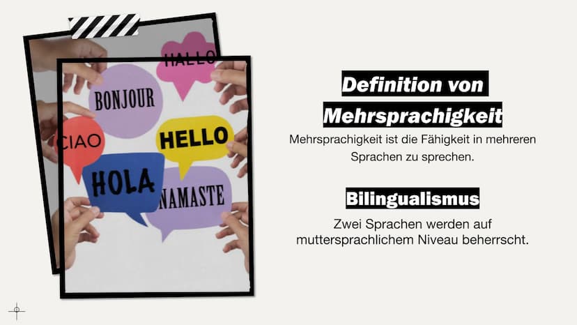 +
f
Hello!
Salut!
147
Hallo!
COMⓇ
MUH
οιά!
NI
CA
TION!
नमस्ते
f
almaceisoon.de
Mehrsprachigkeit.
Von Sara. R $
G
Gliederung
Definition von M