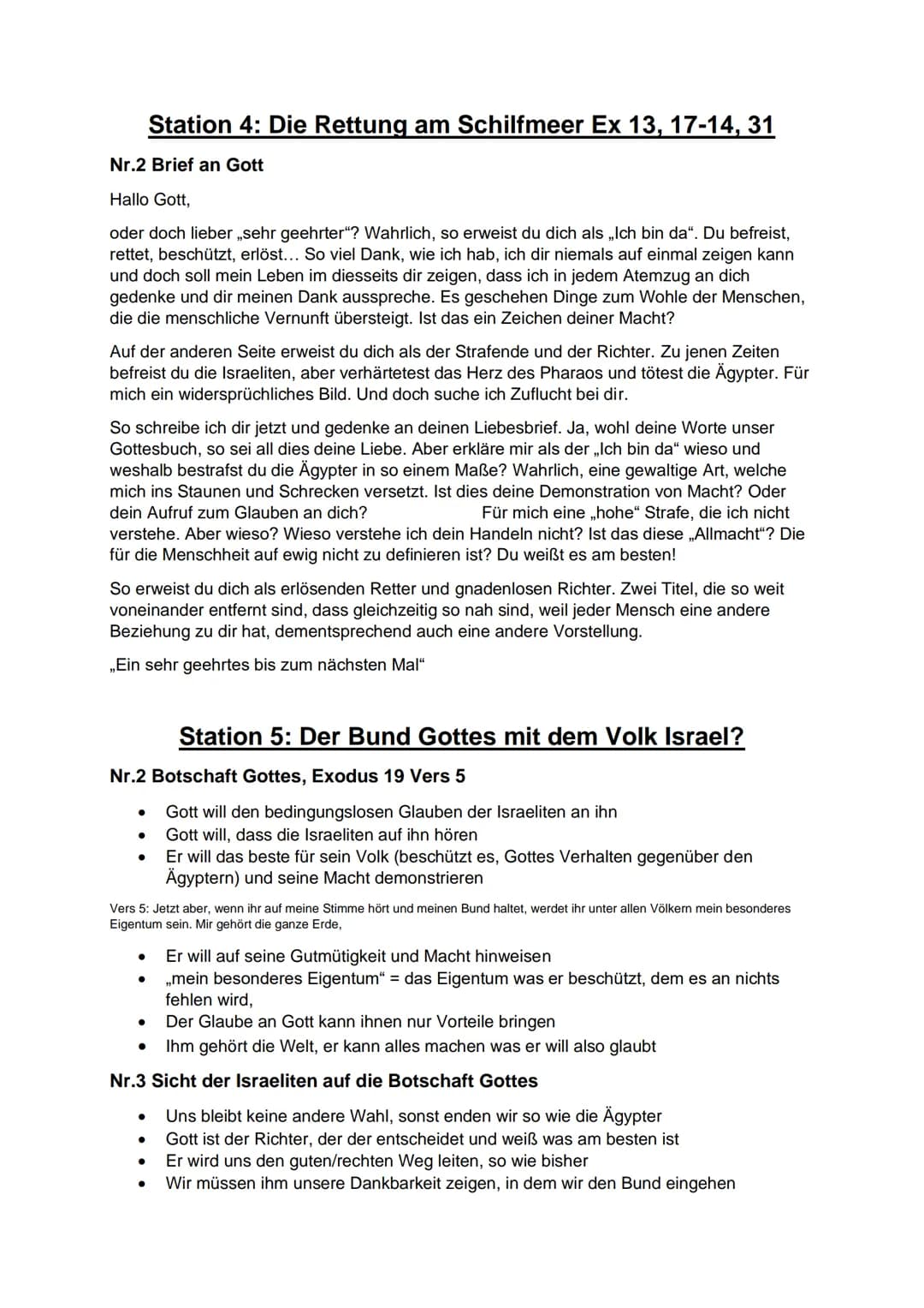 Station 4: Die Rettung am Schilfmeer Ex 13, 17-14, 31
Nr.2 Brief an Gott
Hallo Gott,
oder doch lieber „sehr geehrter"? Wahrlich, so erweist 