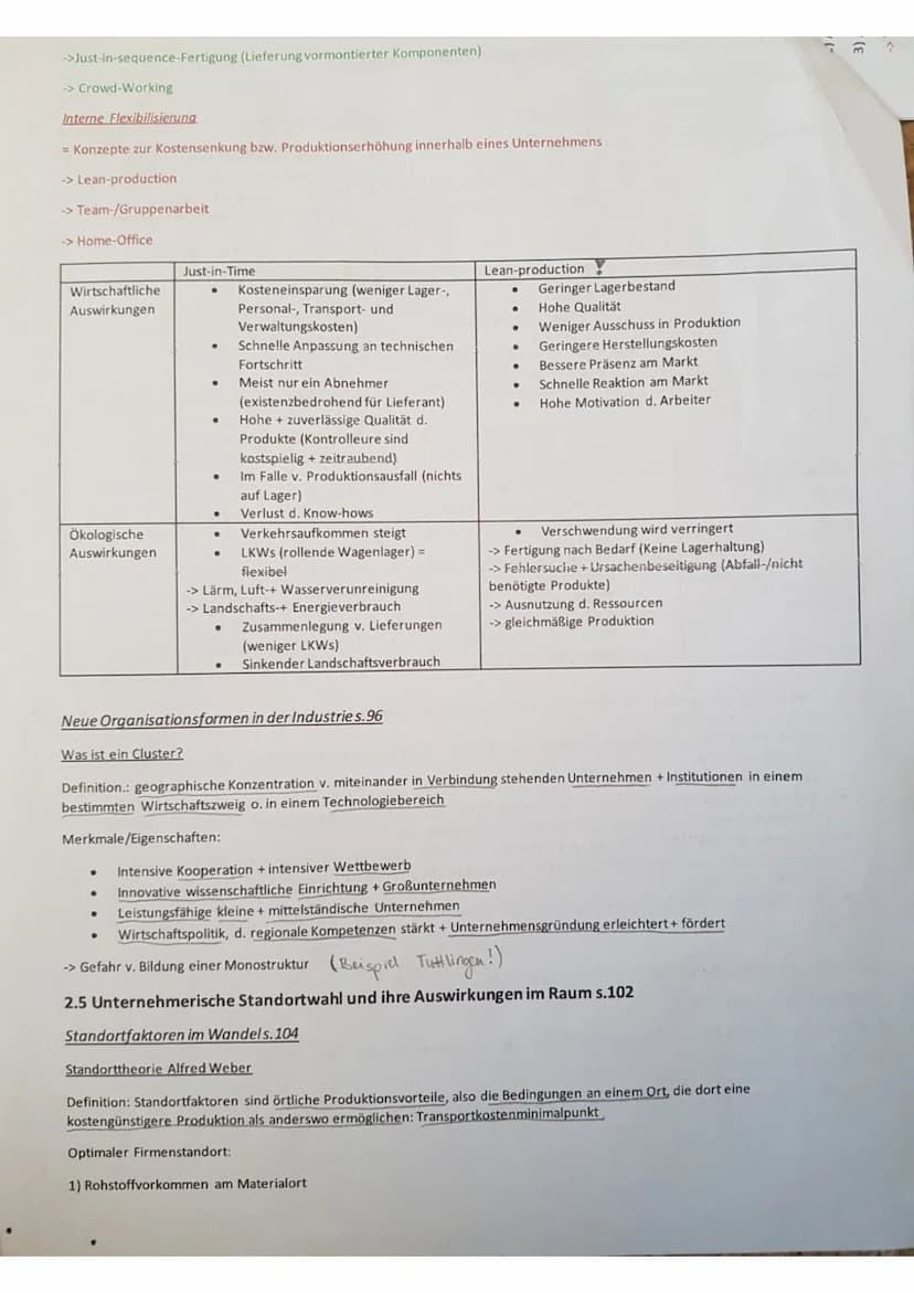 2.4 Industrielle Produktionskonzepte und Organisationsformen s.92
Vom Fordismus zum Postfordismus s.92
Produktionsorganisation
Arbeitsorgani