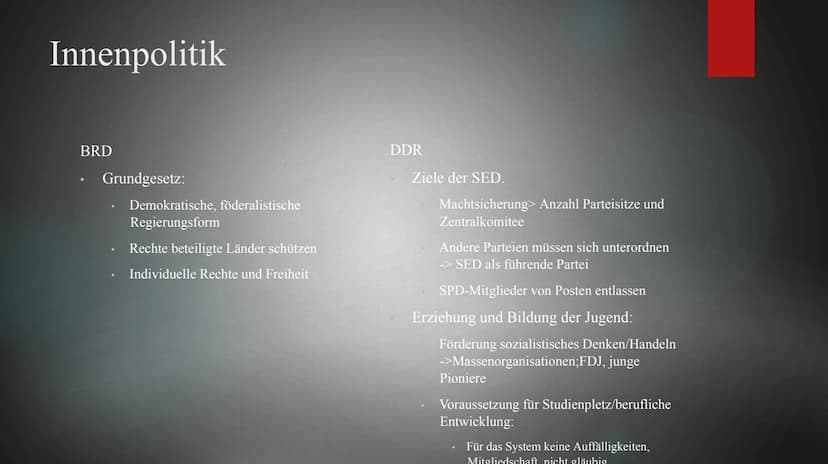 BRD vs. DDR
DEMOKRATISCHE GRUND
AMÉLIE, CHIARA UND ZOE Gründung
BRD
Ziel: Gründung eines demokratischen
Staates in Besatzungszone -> gegen
A