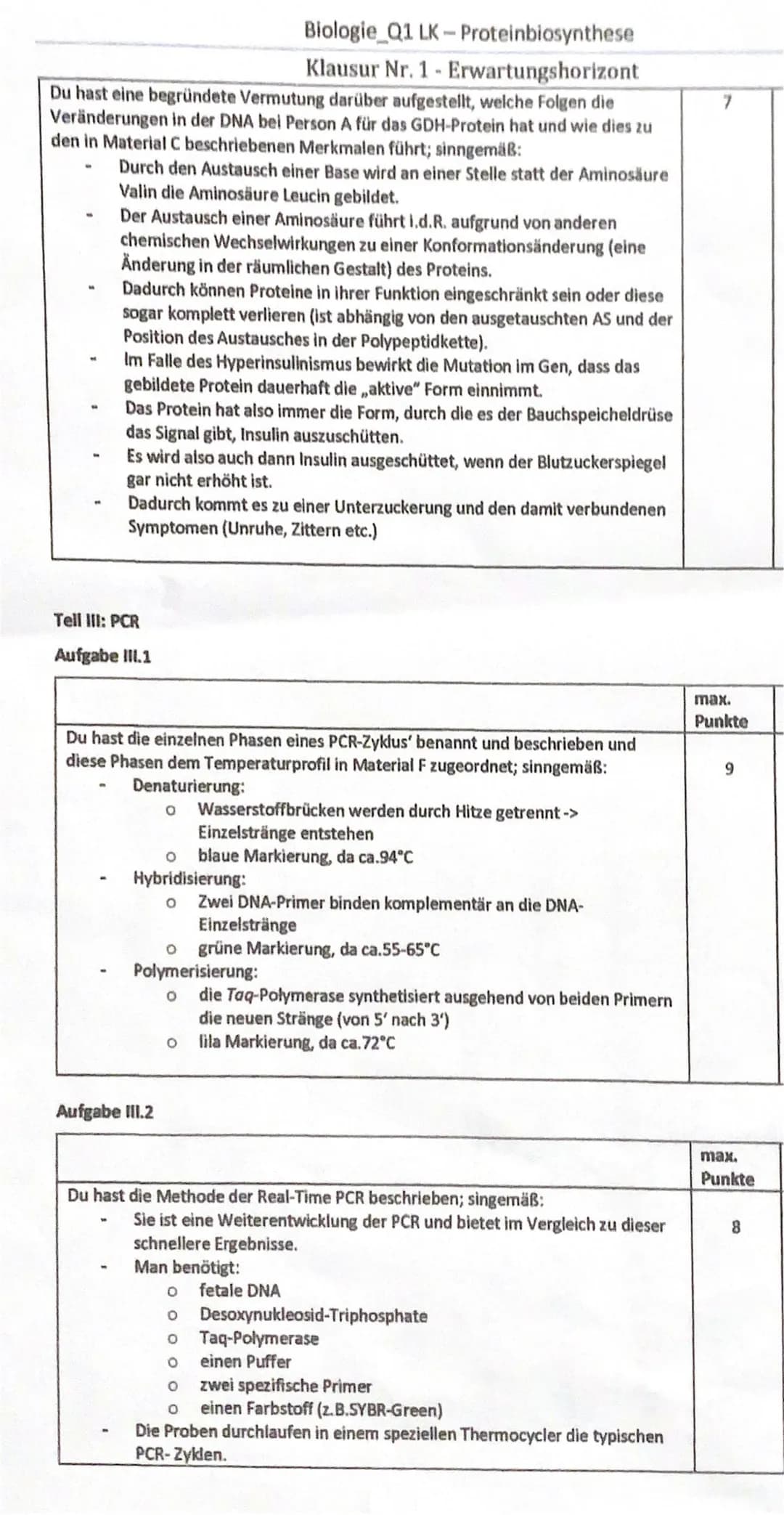 A) Inhaltliche Leistung
Tell I: Replikation der DNA
Aufgabe 1.1
Du hast jeweils den Buchstaben des Materials A die korrekten Fachbegriffe
zu