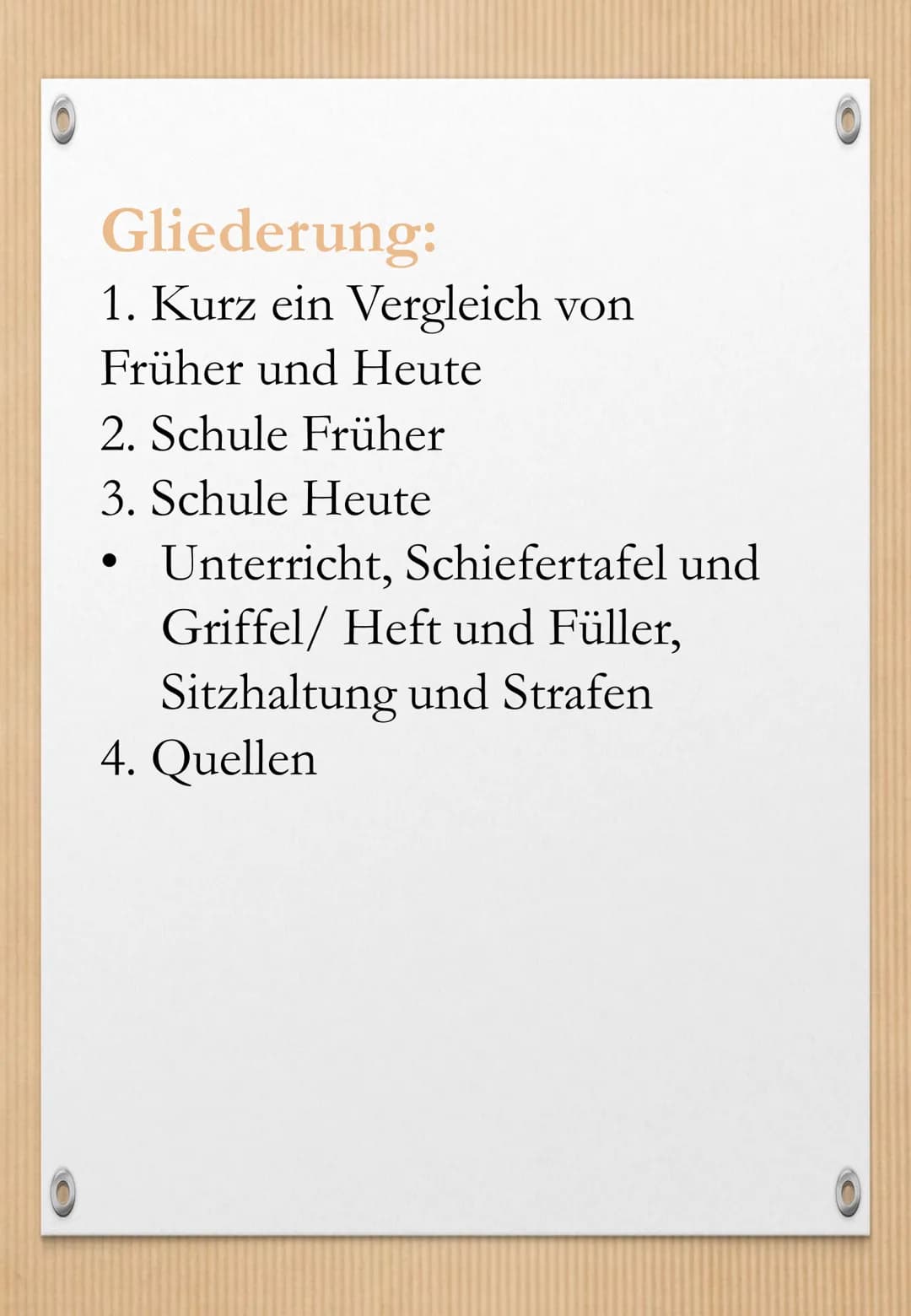 Schule früher und heute
NO OK
OTR
P Gliederung:
1. Kurz ein Vergleich von
Früher und Heute
2. Schule Früher
3. Schule Heute
Unterricht, Schi