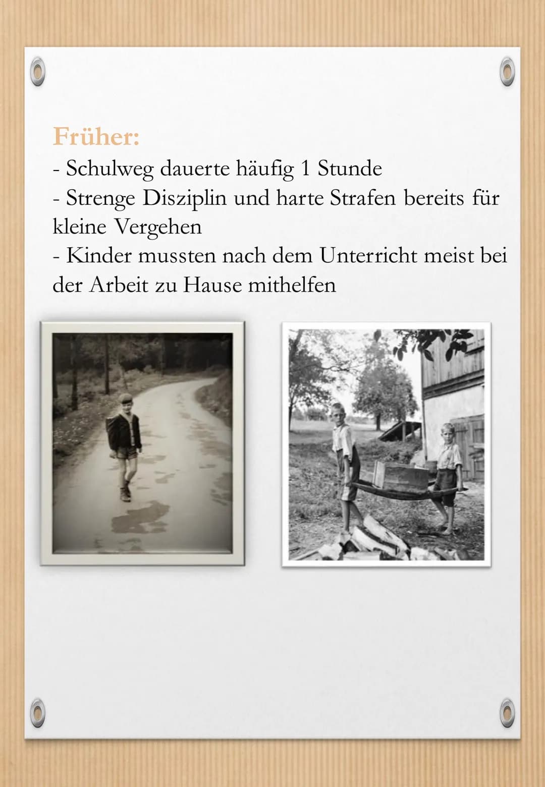 Schule früher und heute
NO OK
OTR
P Gliederung:
1. Kurz ein Vergleich von
Früher und Heute
2. Schule Früher
3. Schule Heute
Unterricht, Schi