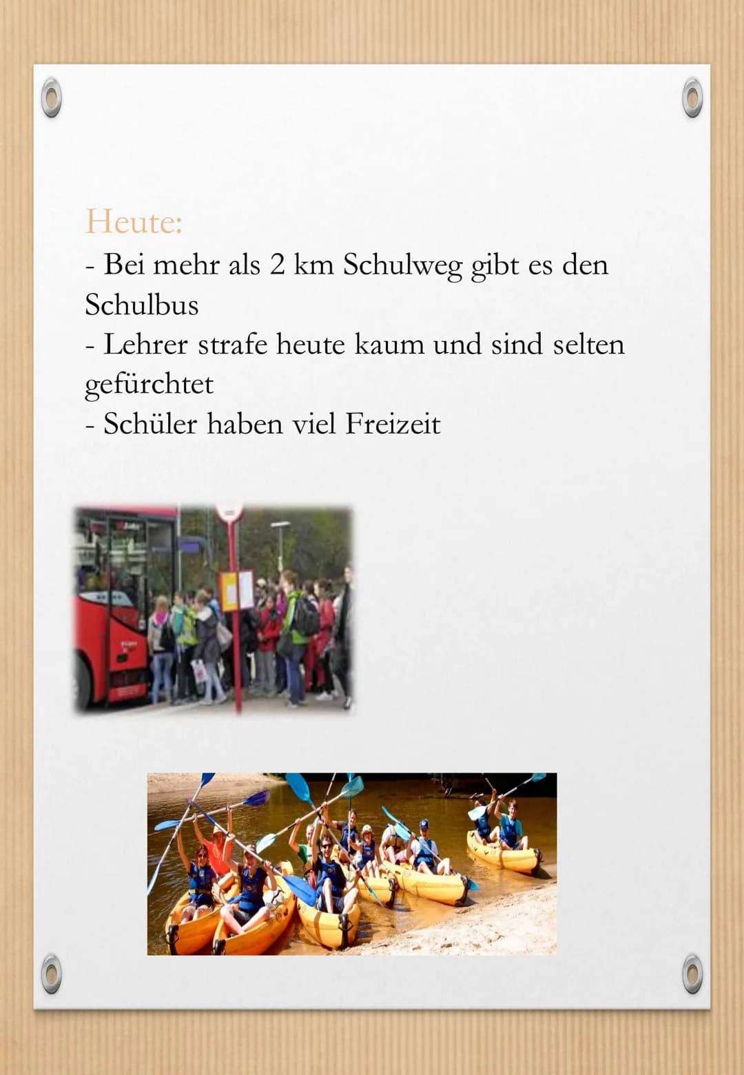 Schule früher und heute
NO OK
OTR
P Gliederung:
1. Kurz ein Vergleich von
Früher und Heute
2. Schule Früher
3. Schule Heute
Unterricht, Schi