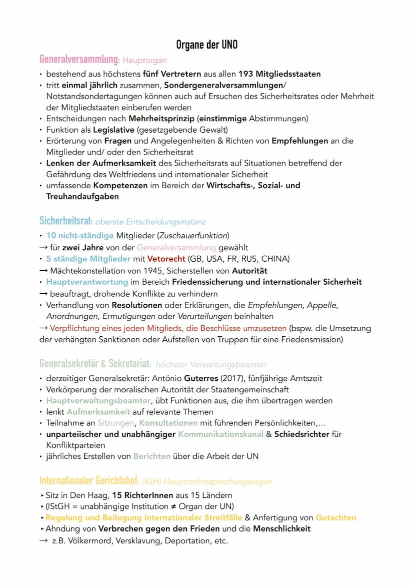 ➤
► 193 Mitgliedstaaten
▸ UN-Charta = UN-Gründungsdokument → Instrument des Völkerrechts
Allgemeine Erklärung der Menschenrechte
→ Ziele & G