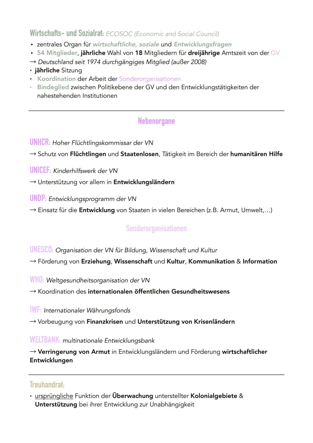 ➤
► 193 Mitgliedstaaten
▸ UN-Charta = UN-Gründungsdokument → Instrument des Völkerrechts
Allgemeine Erklärung der Menschenrechte
→ Ziele & G