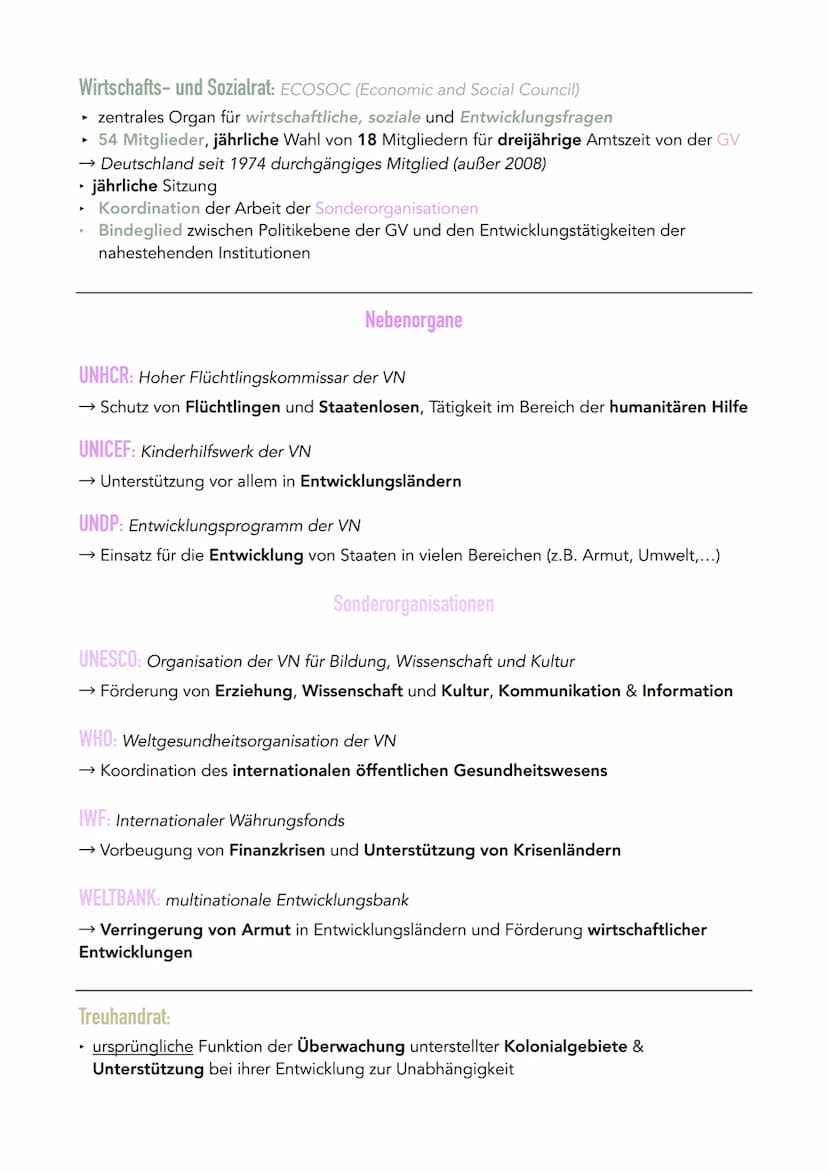 ➤
► 193 Mitgliedstaaten
▸ UN-Charta = UN-Gründungsdokument → Instrument des Völkerrechts
Allgemeine Erklärung der Menschenrechte
→ Ziele & G