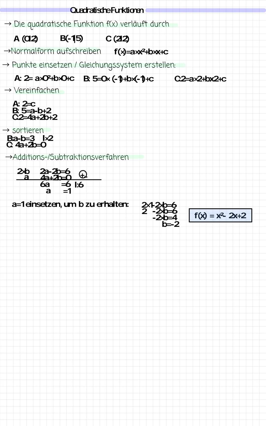 Was ist eine Funktion?
Steigung am):.
Koordinatensystem:
Wertetabelle:
Allgemeine Funktionsgleichung
BSP.
m=y²- y¹
x²-x¹
m=
P1(311)
LineareF
