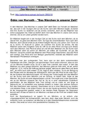 Know Textinterpretation: Horváth: "Das Märchen in unserer Zeit" thumbnail