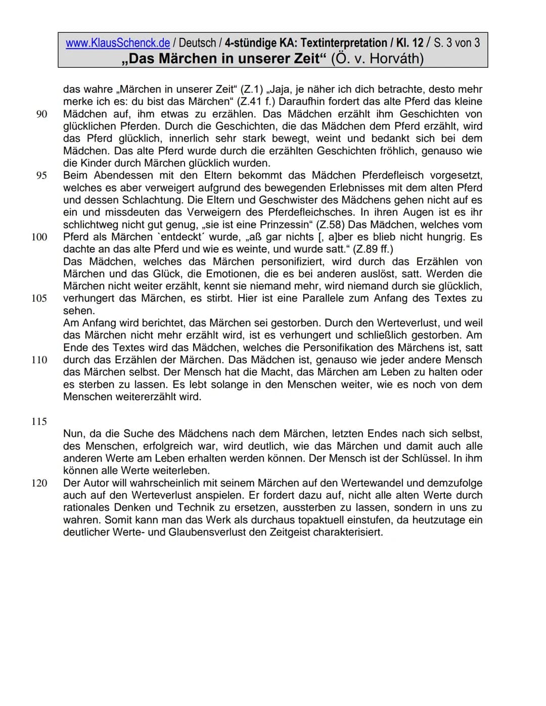Deutsch Klasse 12 Übungen PDF: Kurzgeschichte & Märchenanalyse