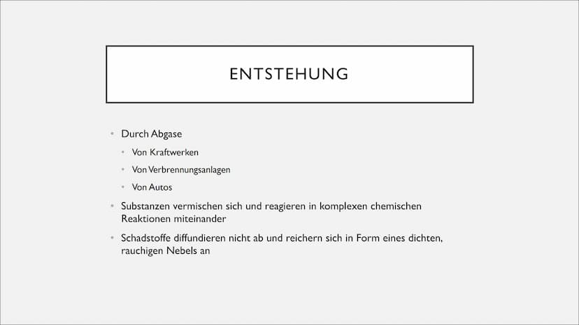 SMOG
UN ●
●
Was ist Smog? (Fakten)
Entstehung
Voraussetzungen
●
INHALTSVERZEICHNIS
●
Experiment als Erklärung
Sommersmog
Wintersmog ●
●
Gefa