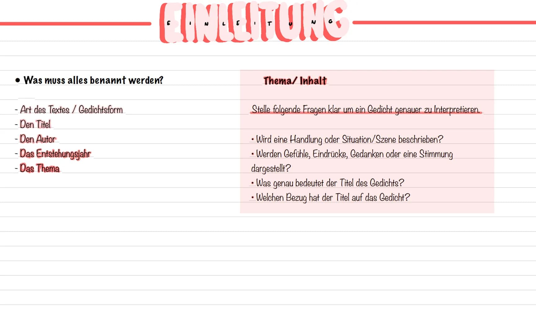  Gedichte Merkmale
- Das lyrische Ich
- Verse und Strophen
- Reim und Reimschema
- Metrum
- Stilmittel
-> S.346 f.
gedichtsformen
- Die Ball