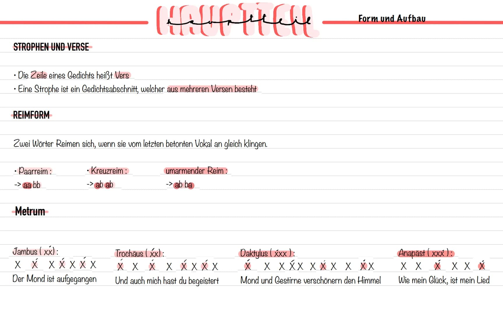  Gedichte Merkmale
- Das lyrische Ich
- Verse und Strophen
- Reim und Reimschema
- Metrum
- Stilmittel
-> S.346 f.
gedichtsformen
- Die Ball