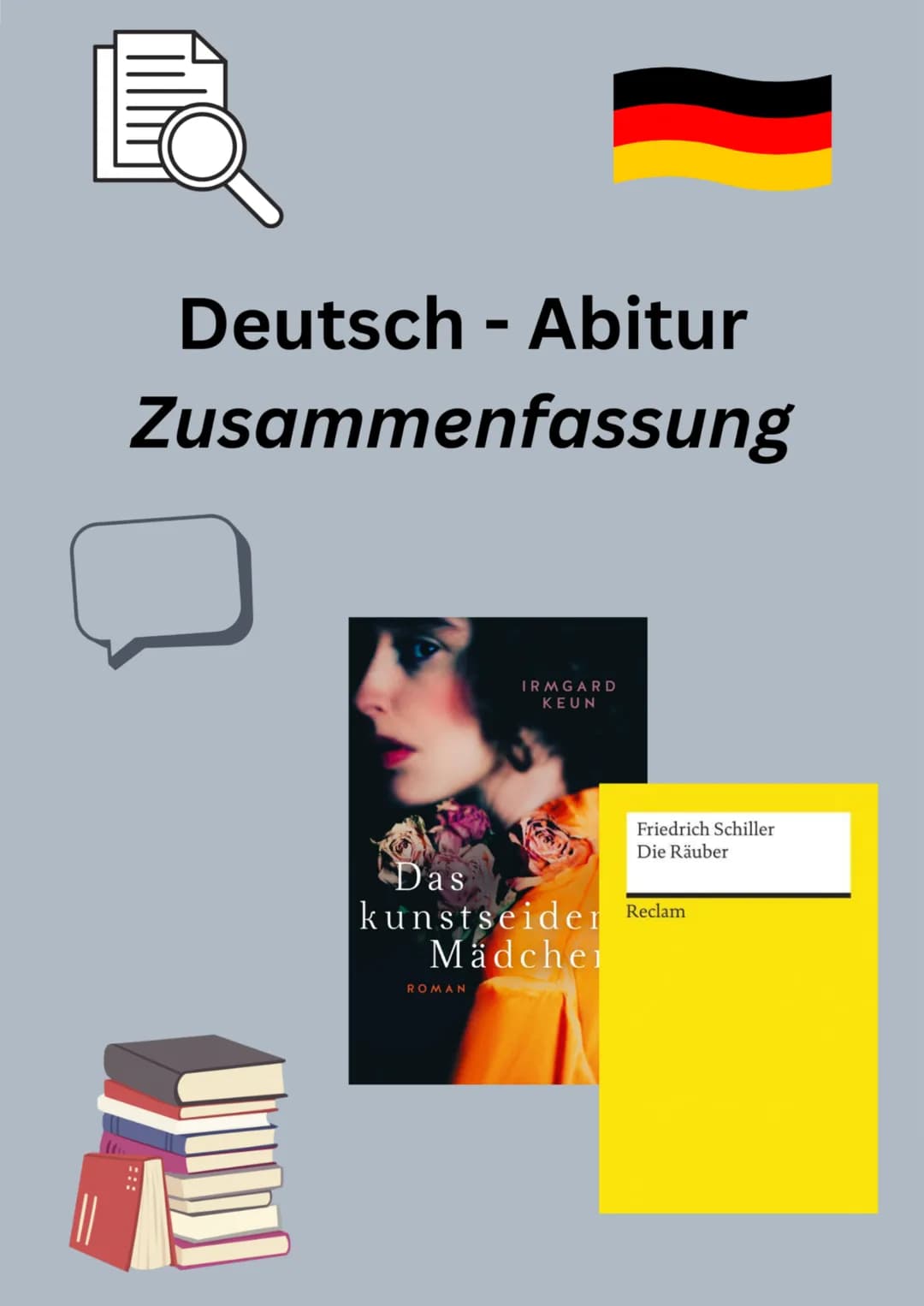 Deutsch - Abitur
Zusammenfassung
IRMGARD
KEUN
Das
kunstseider
Mädche
ROMAN
Friedrich Schiller
Die Räuber
Reclam 1)
2)
Themen:
1. Materialges
