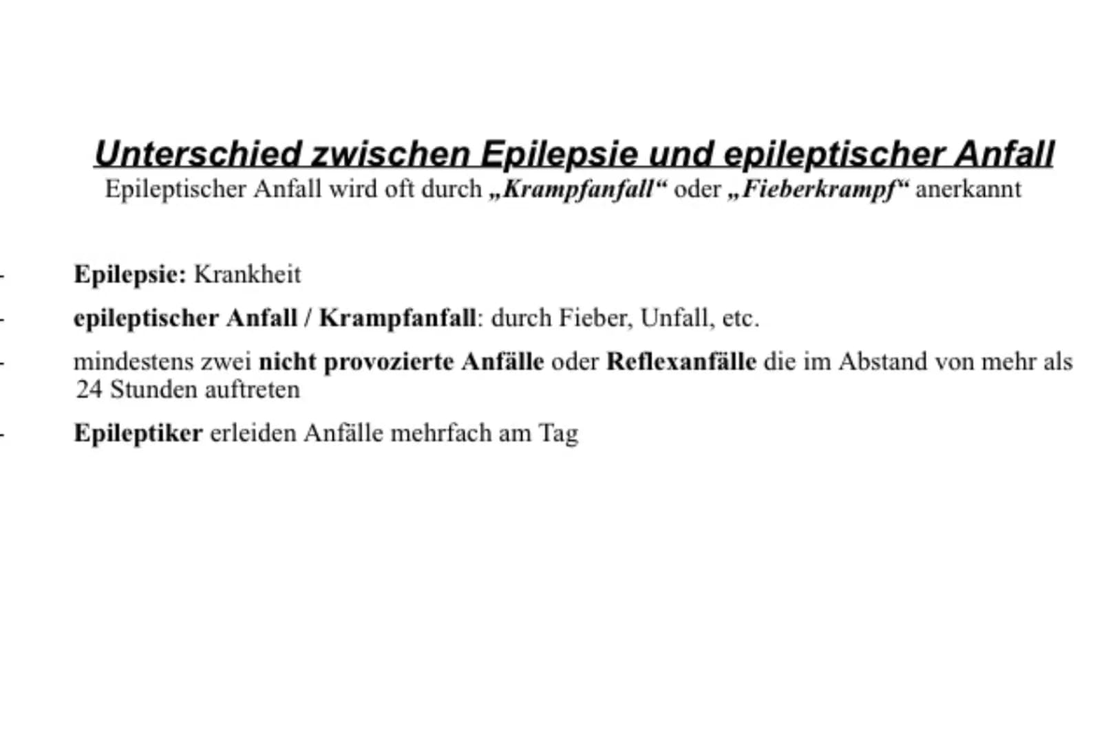 EPILEPSIE 6.
1.
5.
INHALTSVERZEICHNIS:
Definition von Epilepsie
Ursachen
Arten und Phasen
Behandlung
Erste Hilfe - Was tun bei einem Krampfa