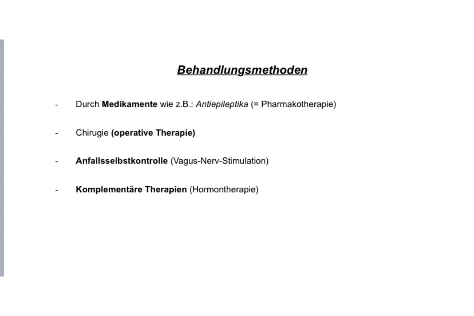 EPILEPSIE 6.
1.
5.
INHALTSVERZEICHNIS:
Definition von Epilepsie
Ursachen
Arten und Phasen
Behandlung
Erste Hilfe - Was tun bei einem Krampfa